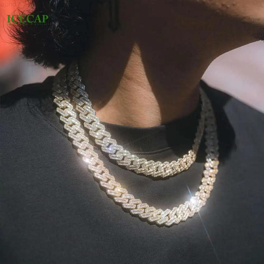 

Customization Color Moissanite Diamond Cuban Chain Full Iced Out Vvs Baguette Diamond Cuban Link Chain Hiphop Cuban Necklace