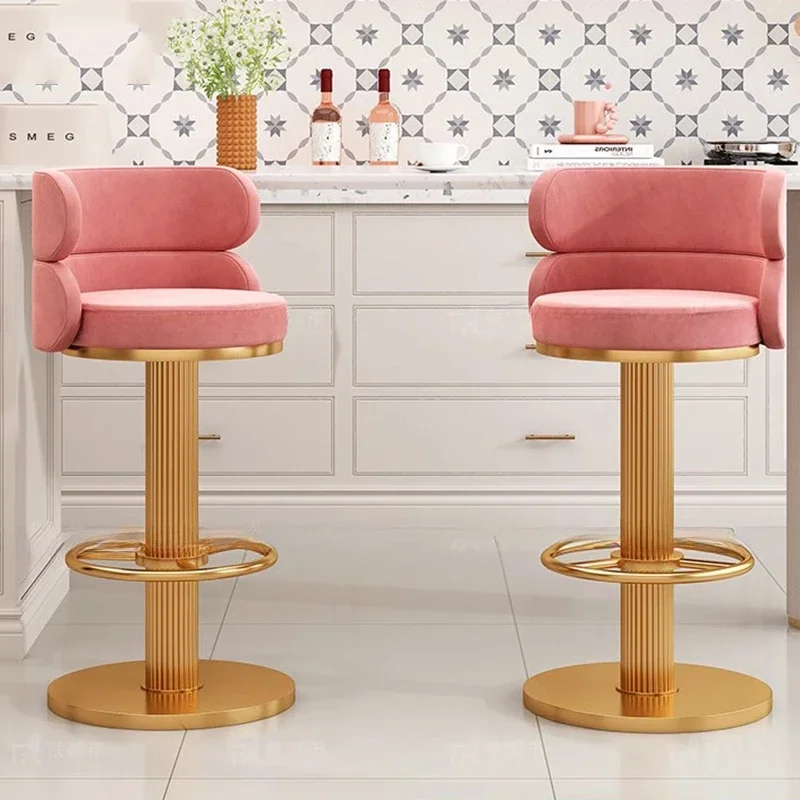 Home Designer Bank Reception Bar Stools High Nordic Backrest Kitchen Counter Stools Modern Island Chair Cadeira Furniture