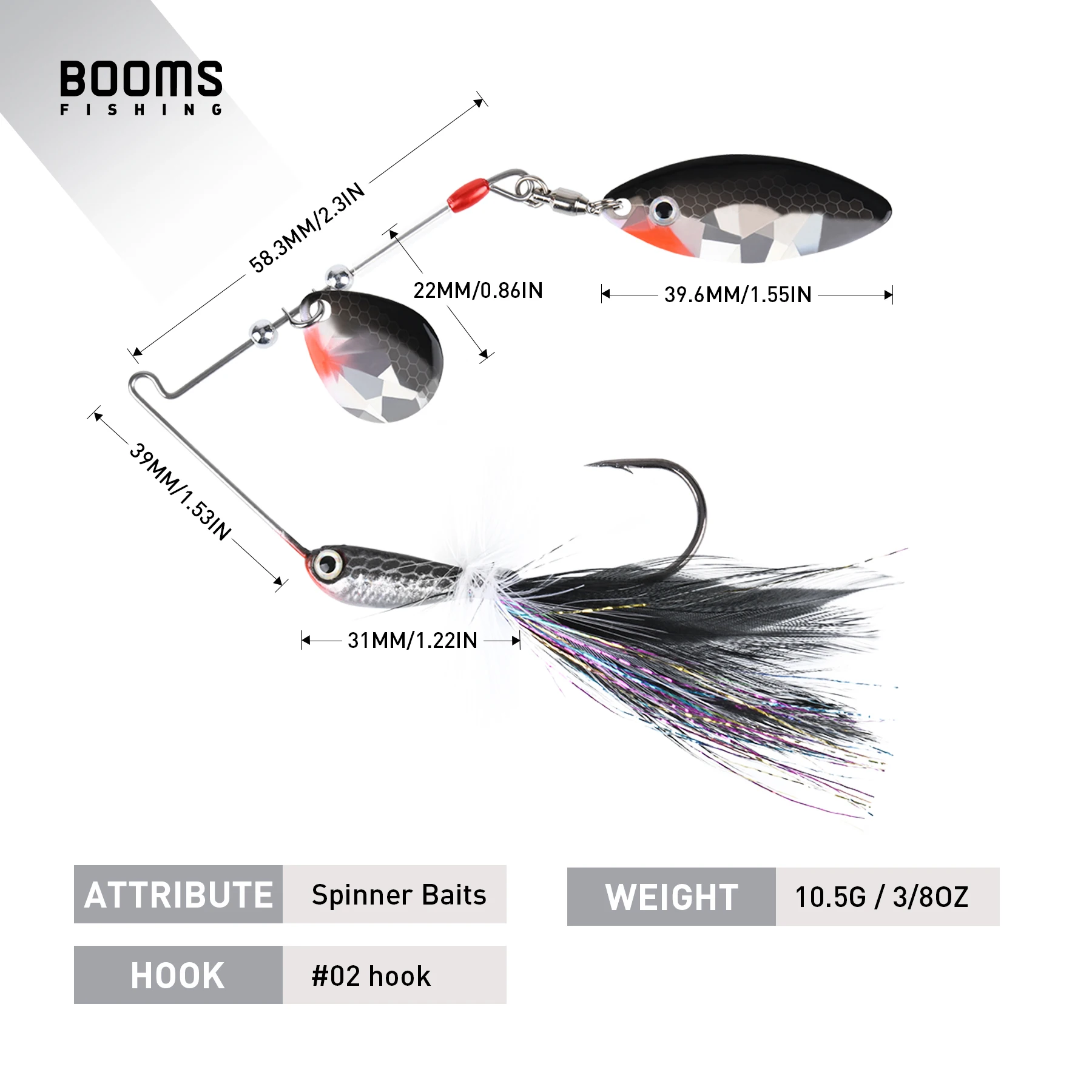 Booms เหยื่อปลอม SP1ตกปลา10G, เหยื่อปลอมตะขอเสียงแหลมแบบแข็งโลหะขนาดเล็ก