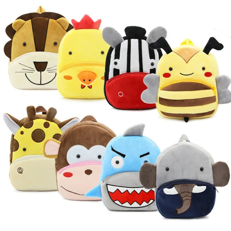 Children Plush Backpack Zoo Series Cute Backpack Plush Kindergarten Kids Children School Bag Sundry Coin Purse For Girls Boys