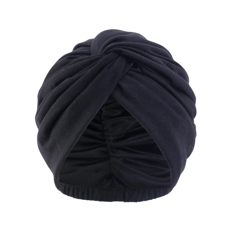 Twist Cross Turban For Women Muslim Cap Solid Color Headwear India Hat Casual Ladies Headscarf Bonnet Elastic Hair Accessories