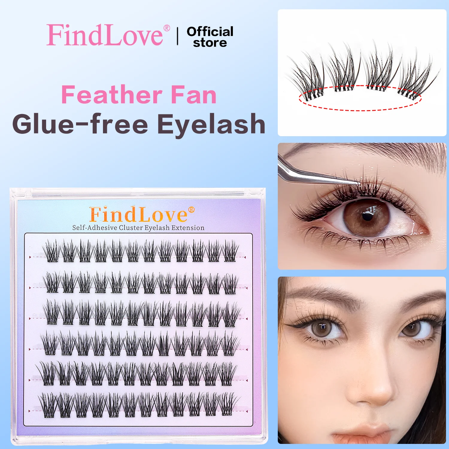 

72pcs Self Adhesive Lashes Natural Look Pre Glued Eyelashes Wispy and Crossed Manga Lashes 11-13mm Reusable Eyelash Extension