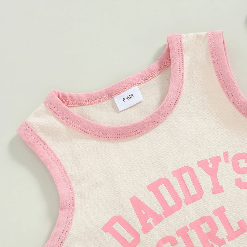 Daddys Girls Baby Clothes Crew Neck Sleeveless Vest Tank Tops Drawstring Shorts Fathers Day Baby Girl Outfit