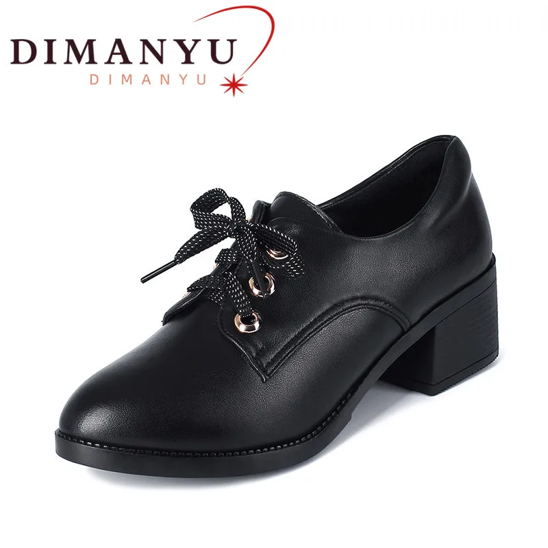 

DIMANYU Formal Shoes Women Genuine Leather Spring Lace-up Women Shoes British Style Large Size 41 42 43 Women Office Shoes