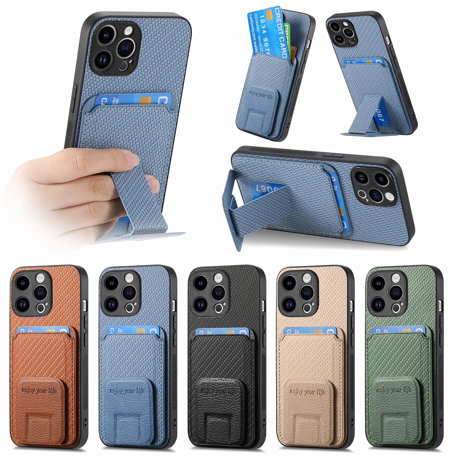 

Fiber Pattern Soft TPU Case For iPhone 15 14 Plus 13 12 11 Pro XS Max XR X Pu Wallet Card Slots Magnetic Holder Kickstand Cover