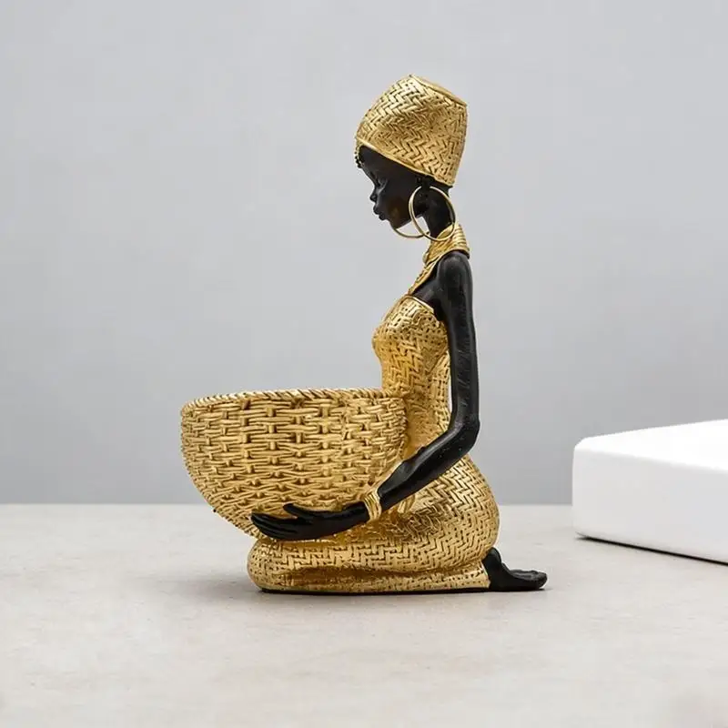 Beautifully developed Girl Sculpture With Decorated Golden Colored Basket J0MC