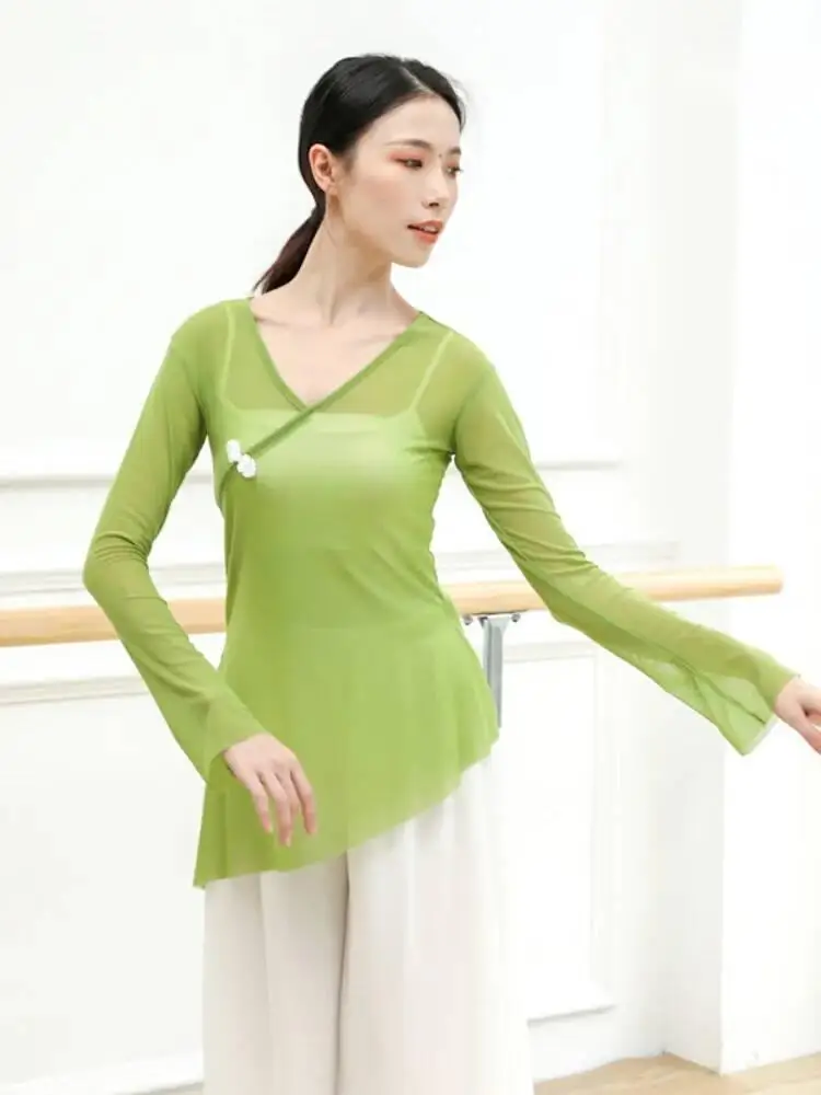 top-de-danca-de-malha-com-manga-de-sino-decote-em-v-para-danca-classica-feminina-camisa-fina-de-cor-solida-para-treinamento-palco-de-ensaio