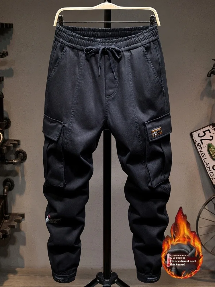 

Мужские зимние рабочие брюки: модные, свободные, эластичные, больших размеров, повседневные, на флисовой подкладке, утепленные, в американском стиле, многофункциональные