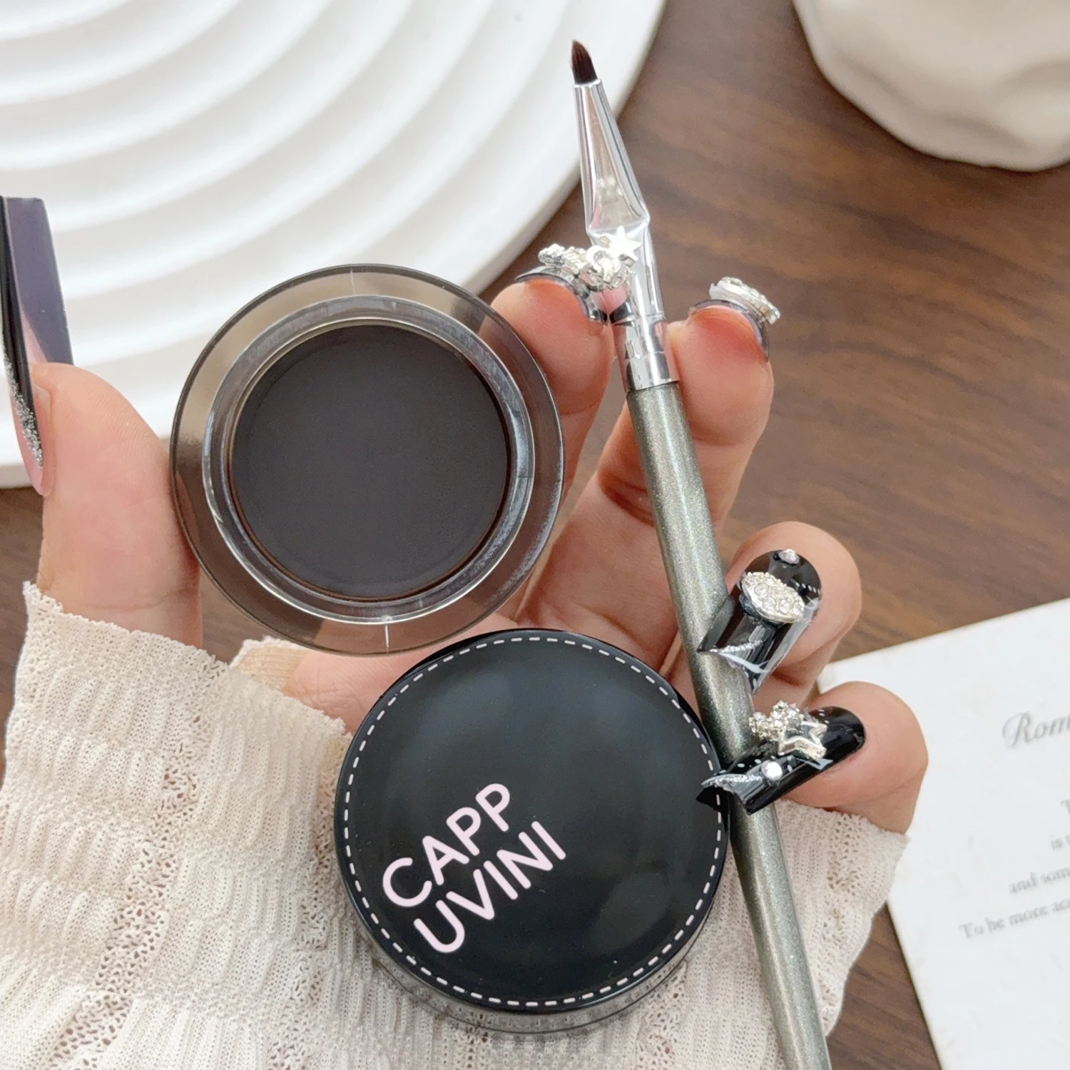 2/1 قطعة كريم جل كحل كوري مع فرشاة مقاوم للماء يدوم طويلاً ماتي ناعم مقاوم للتلطخ كحل مستحضرات تجميل للحواجب