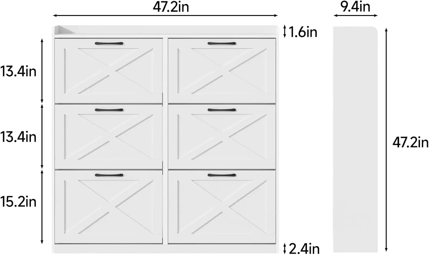 Large Shoe Storage Cabinet with 6 Flip Drawers, Freestanding Shoe Organizer with Metal Handles for Entryway