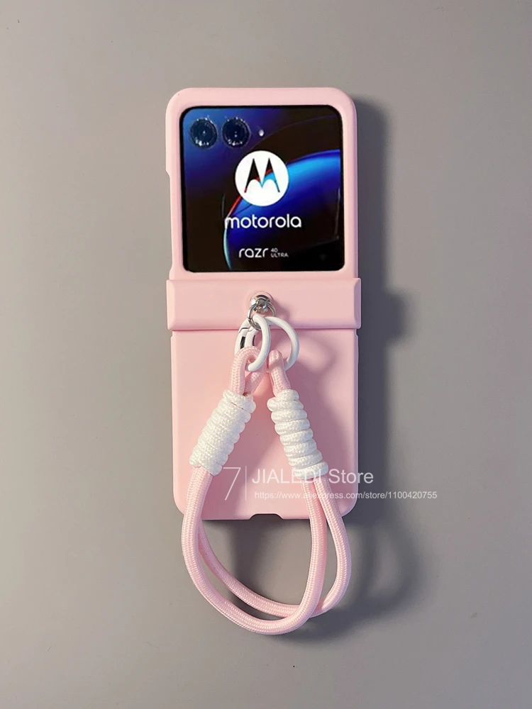 Simple Strap Solid Color Hinger Phone case For Motorola Razr 40 50 Ultra Moto Razr40+ Plus 2024 Cover