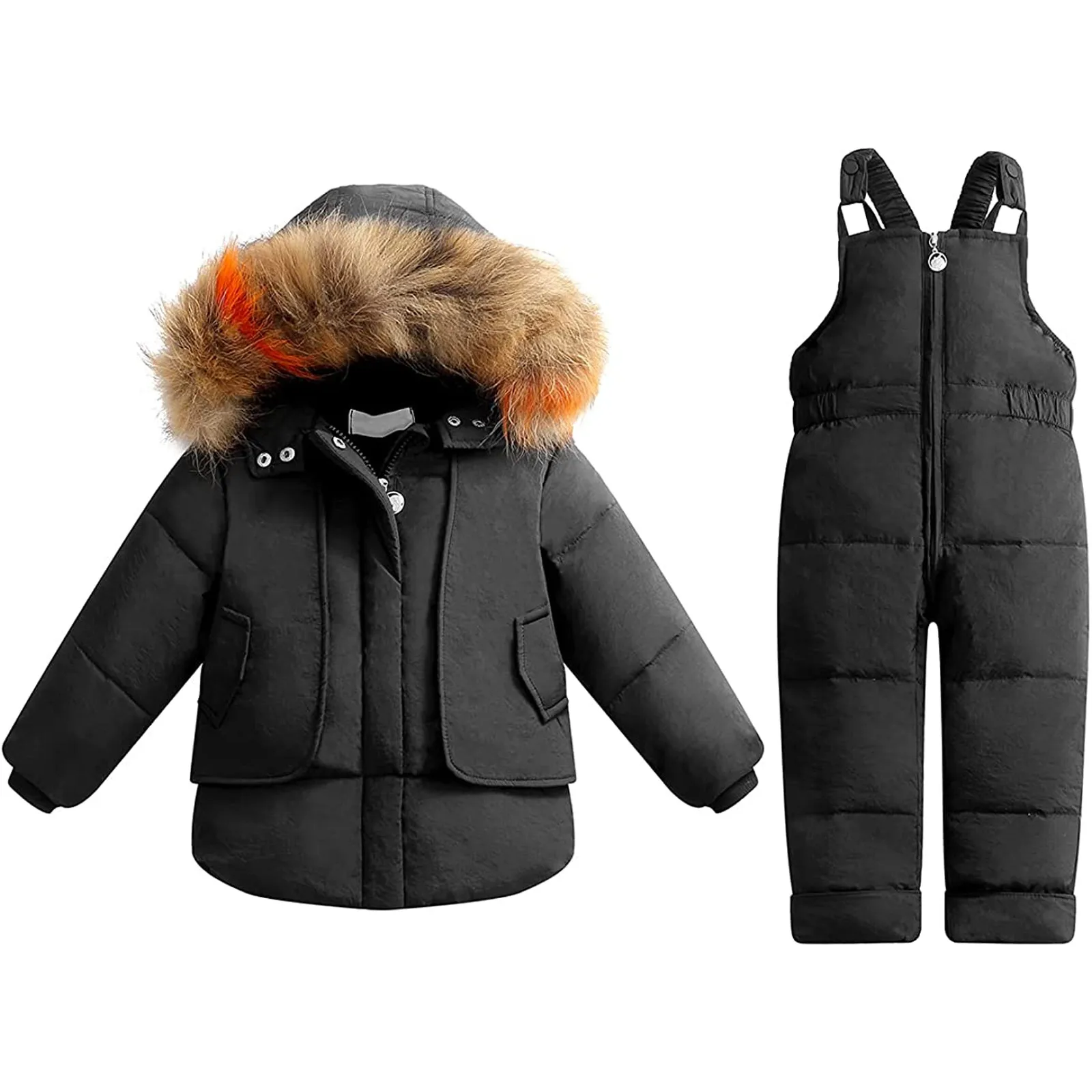 Children Down Suit Winter And Autumn Warm Boy Jacket Natural Fur Collar Baby Girls Snowsuit Coat Kids Parkas Outwear 1-5 Years