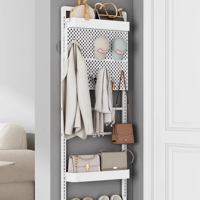 Shelf Ultra-thin floor-to-ceiling hanger, bedroom room security door to put bags, coat rack