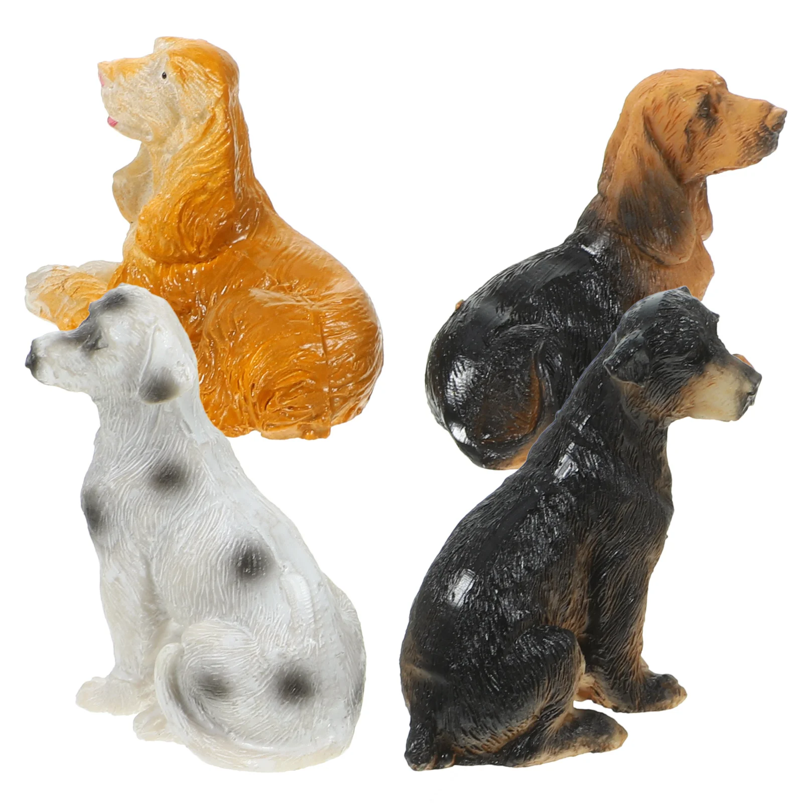 4pcs Miniature Animal Models Realistic Resin Puppy Figurines Lifelike Dog Statues for Dollhouse Garden Decor naments