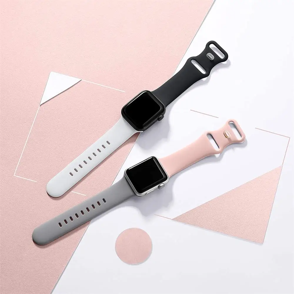 Silicone Strap For apple watch band 44mm 40mm 45mm 41mm 38mm 42mm Accessorie Smartwatch Bracelet Correa iWatch series 9 8 7 6 se