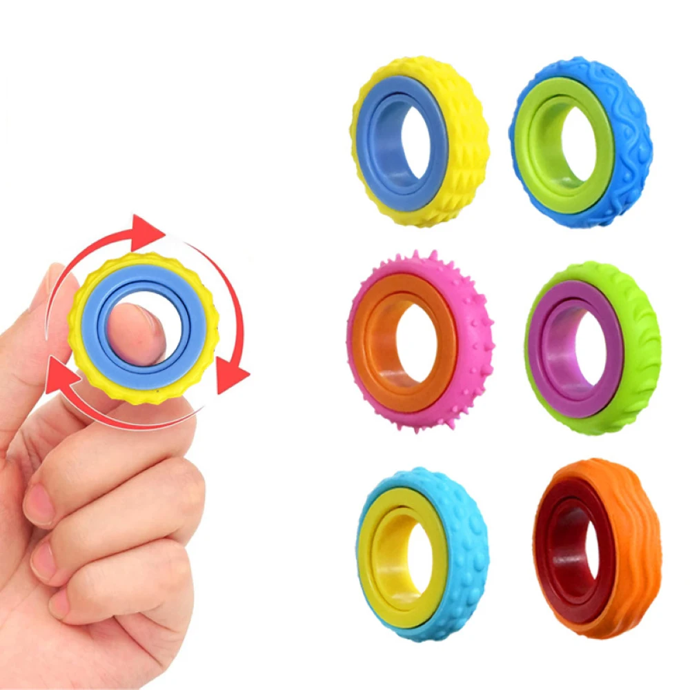 1/4/6/12PCS Fidget Rings Sensory Toys Spinner for Kids Anxiety Autism ADHD Stress Relief Finger Spinner Fidget Toys Gifts