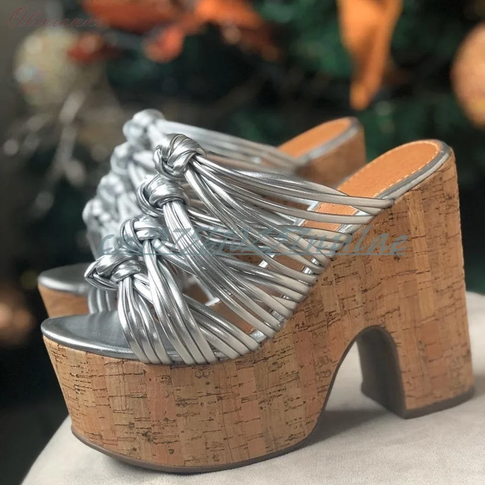 

Retro Runway Hollow Design Weave Kont Decor Slippers Thick Soled Chunky High Heel Women Summer Shoes Fashion 2026 Shoes Sexy