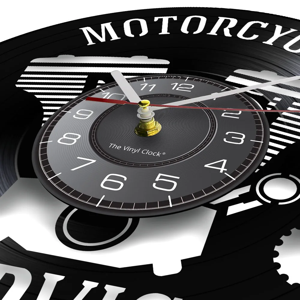 Motorcycle Service Business Hanging Sign Workshop Wall Clock Motorbike Repair Vinyl Record Clock Garage Decorative Wall Watch