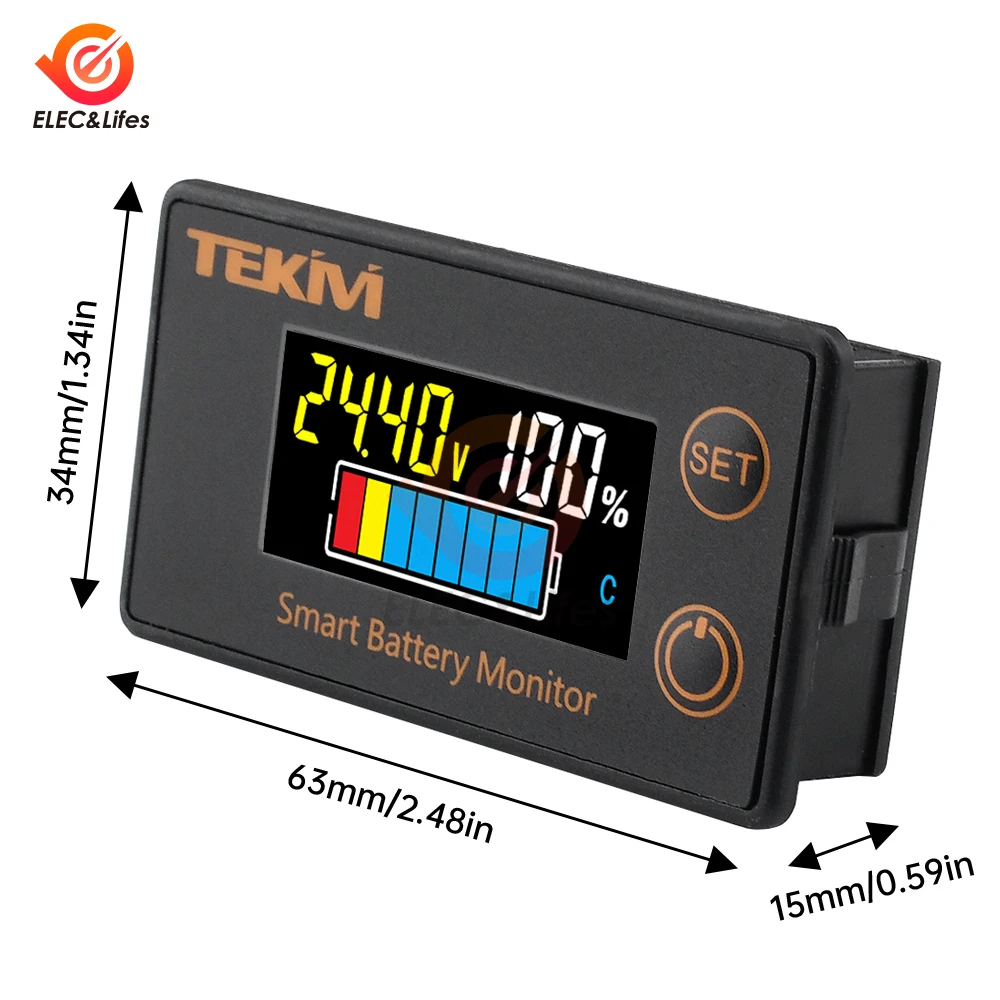 DC 7-100V Battery Capacity Indicator LCD Digital Electricity Meter Lead-acid Lithium LiFe PO4 Voltage Tester for Car Motorcycle