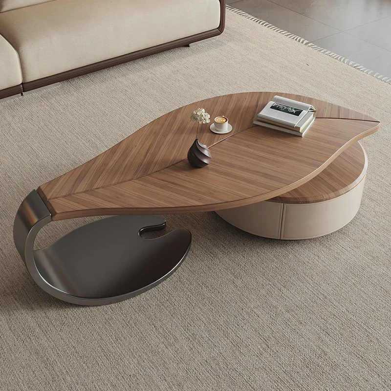 Modern solid wood TV cabinet slate coffee table combination special-shaped small