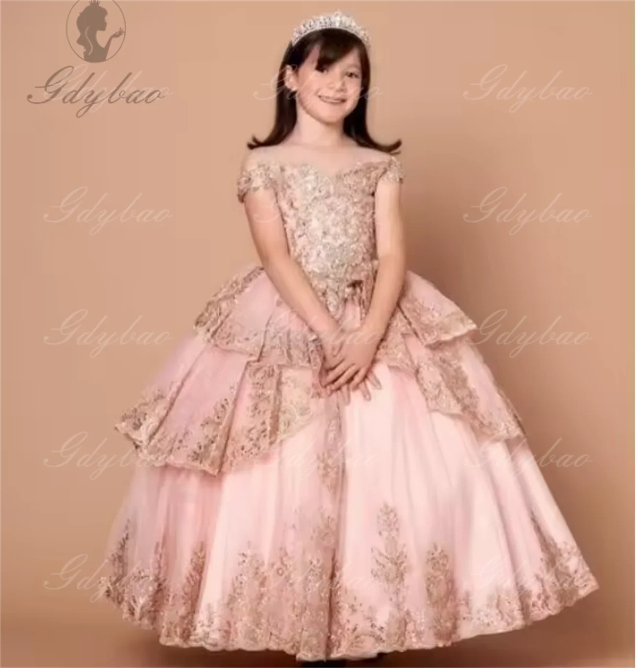 

Flower Girl Dresses Ball Gown For Weddings Short Sleeves Prom Party Dresses First Communion Dresses Princess New Customized