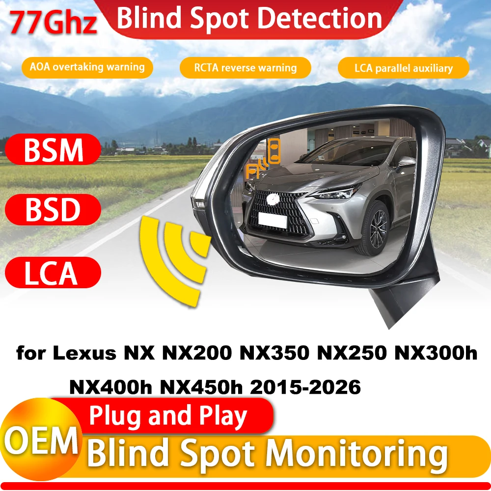 for Lexus NX NX200 NX350 NX250 NX300h NX400h NX450h Blind Spot Monitor Detection Information BSM BLIS System 77Ghz Wave Radar