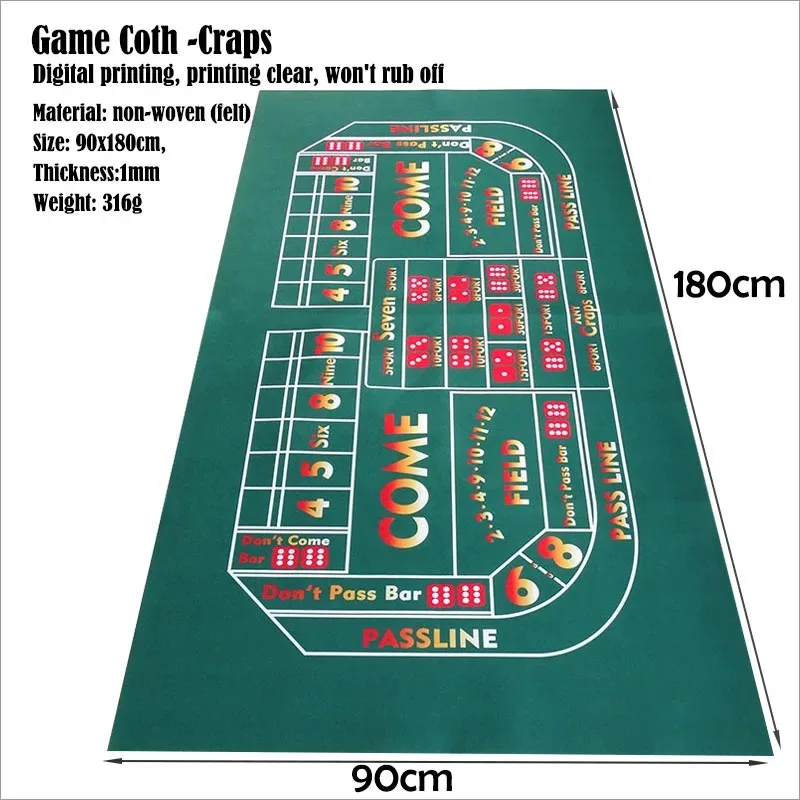 Casino Game Tablecloth 180x90cm Portable Non Fading Foldable Citibank Dice Game Table Mat Entertainment Accessories