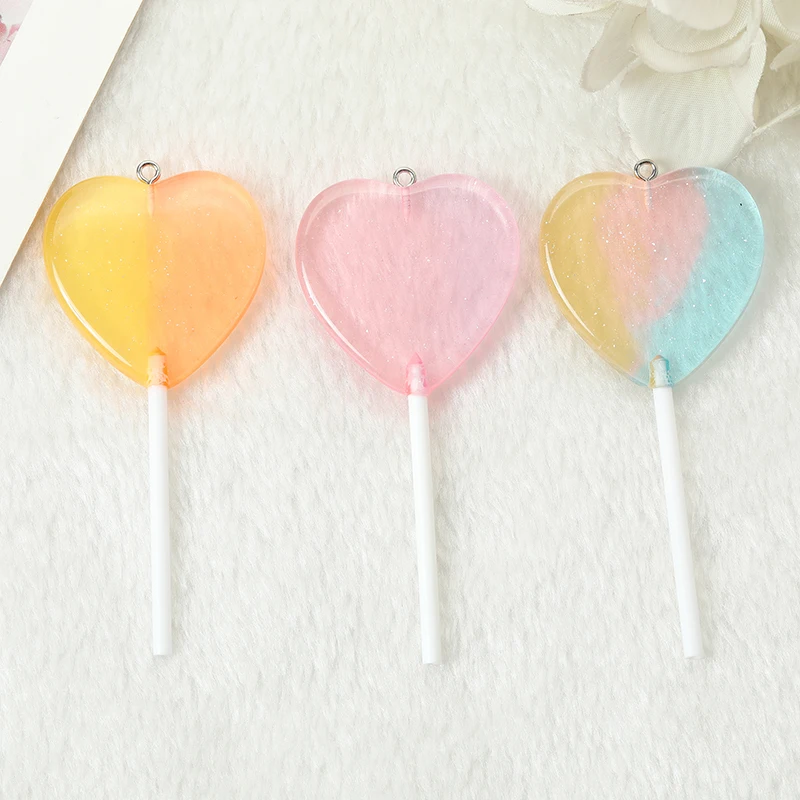 6Pcs Big Candy Charms Creative Resin Pendant For Keychain Necklace Jewelry Diy Making