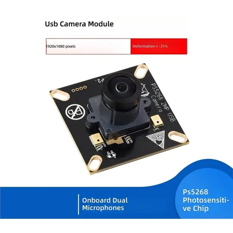 [NEW A09R!】 Rolling Shutter, Header High Dynamic Range 2MP Camera Module PS5268 Type B, USB 2.0 Interface, Onboard Dual Micropho