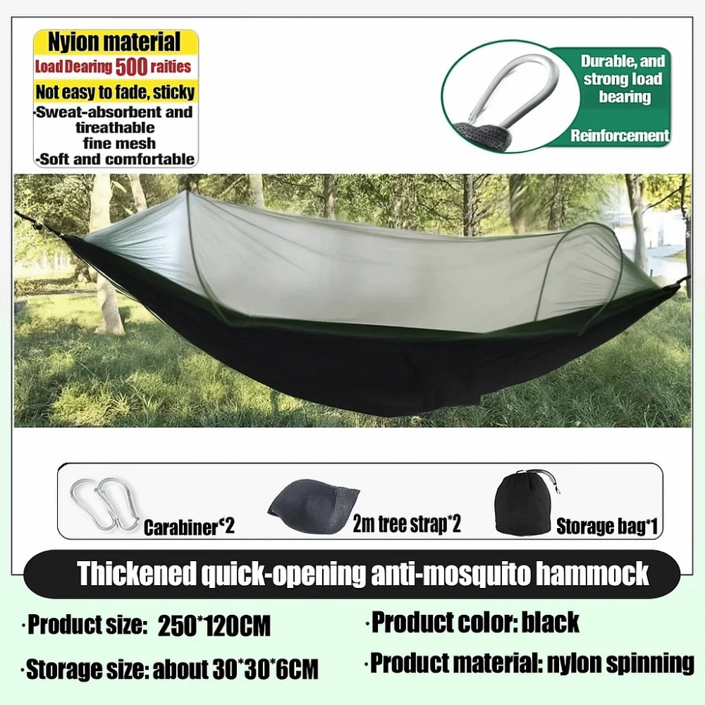 High Quality Portable Sports Hammock Foldable Storage Durable Travel Hammock with Mosquito Net Outdoor Hammock Outdoor Use