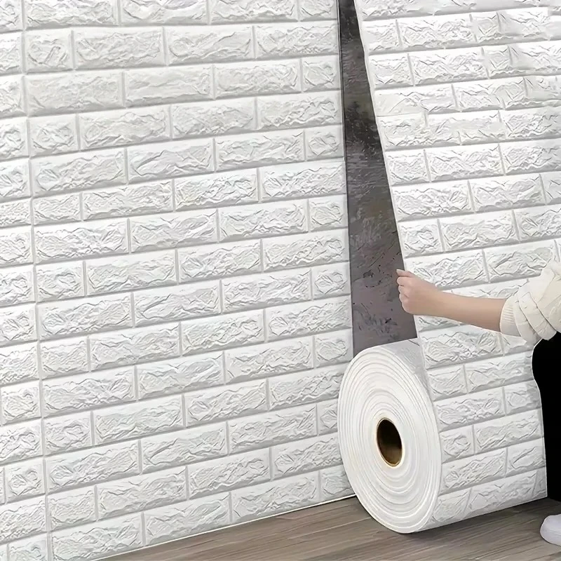 70cmx100cm Klassischer 3D-Kunstziegel-Wandaufkleber Selbstklebende Wasserdichte Fleckenresistente Tapete für Innenraum-Wandrenovierung