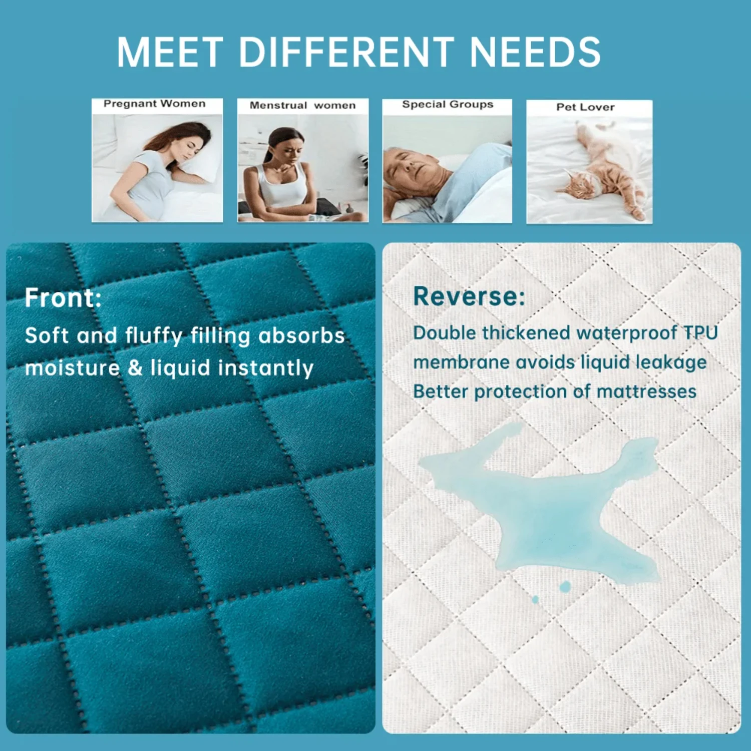 1pc 3D Air Fabric Thick Mattress Cover, 100% Waterproof Mattress Protector, Soft and Breathable Fitted Bed Sheet ( Pillowcase)