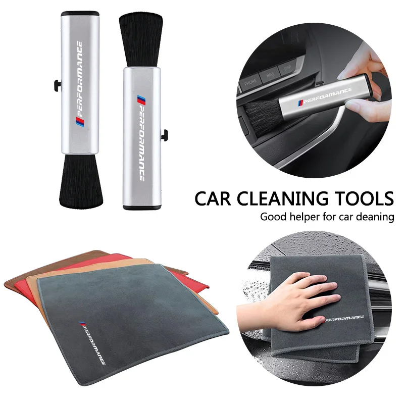For BMW Performance Car Interior Cleaning Soft Brush Tool Dust Remover Suede Fleece Microfiber Wash Towel Car Cleaning Rag Cloth