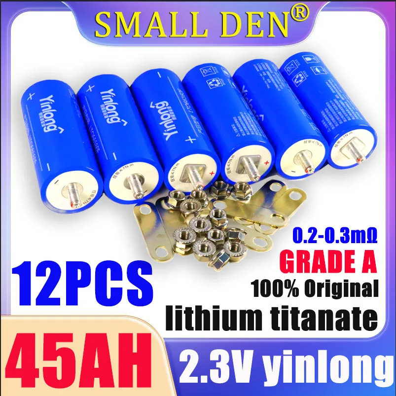 

12PCS 100% original Yinlong 2.3V 45AH lithium titanate 66160 battery DIY 24V 48V for solar energy storage with long cycle life