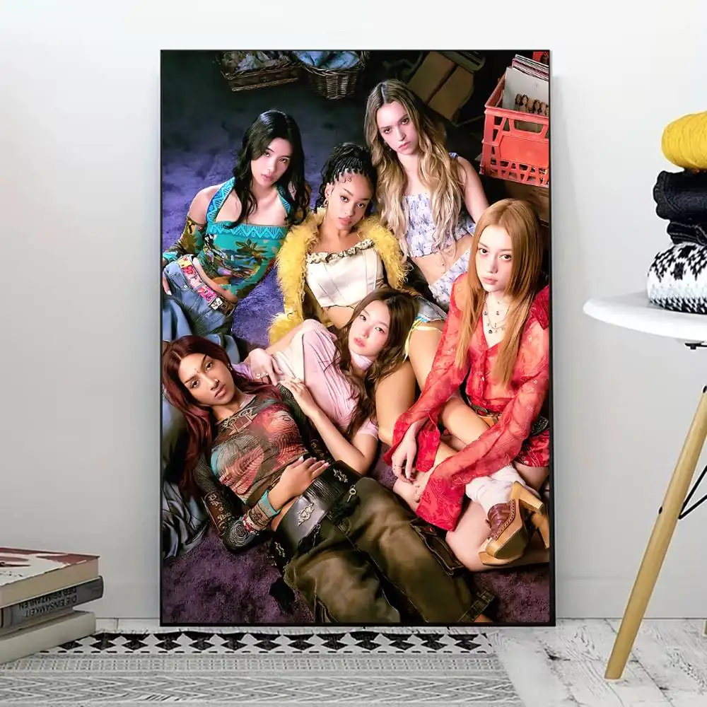Kpop K-Katseye poster voor woonkamer, slaapkamer, kantoor of bar, frameloos, binnengebruik, slaapkamermuurkunst. - afbeelding 1