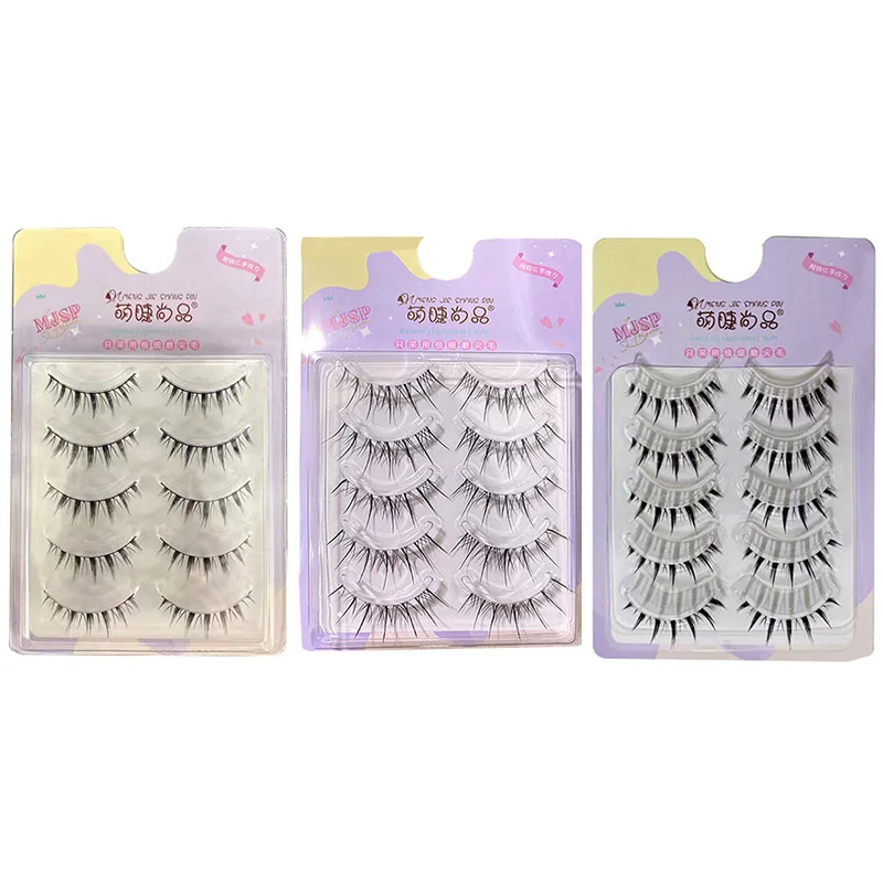 5 Pairs False Eyelashes Natural Cross Curling Lash Extension Daily Eye Makeup Tool Korean Japanese Fairy Long Artificial Eyelash