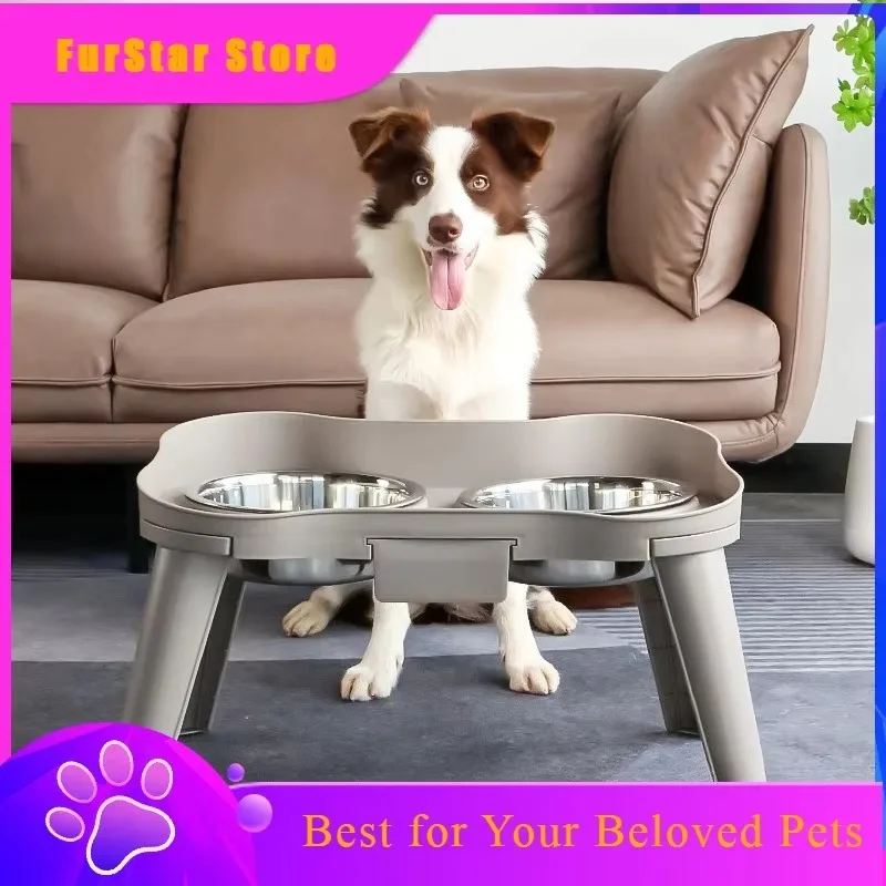 FurstarPet Stainless Steel Food Bowl With Bracket Cats Dogs Indoor Outdoor Eating Basins Pet Feeders Supplies Accessories Easy C