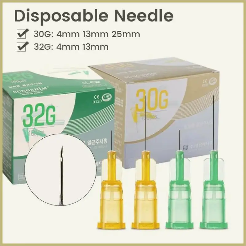 100pcs Korean Hot Sell Painless Small Needle Beauty Ultrafine 30G 32G 4MM 6MM 13MM 34G 1.5MM 2.5MM 4MM Syringes Eyelid Tools