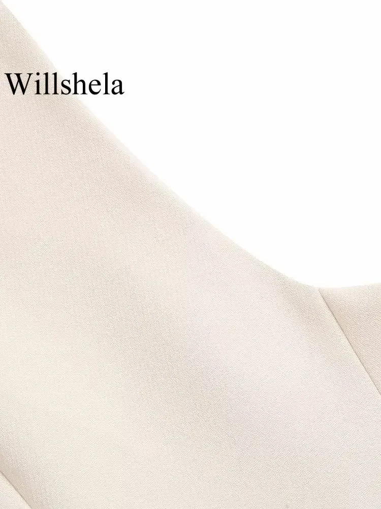 Willshela Women Fashion With Pockets Single Breasted Sleeveless Jacket Vintage V-Neck Vest Female Office Lady Waistcoats