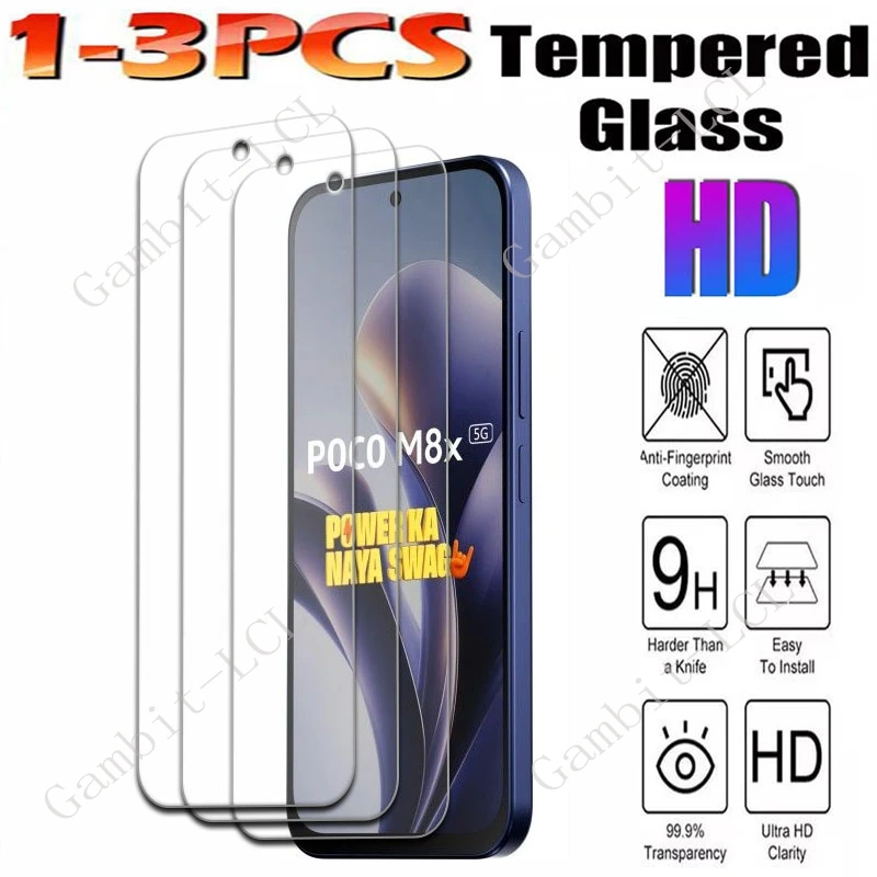 1/3PCS Tempered Glass For Xiaomi Redmi 17 5G Global Redmi17 RedmiM100 M100 Poco M8x  PocoM8x Screen Protector Cover Film