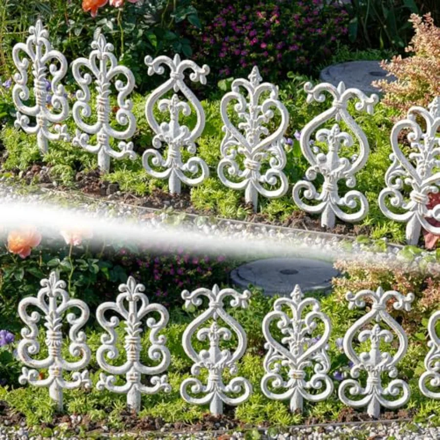 Vintage Cast Iron Garden Stakes - 3PCS Ornate Metal Plant Stakes for Yard Art, Patio, Lawn Ornamentation, 5.3inch Tall Antique view 4