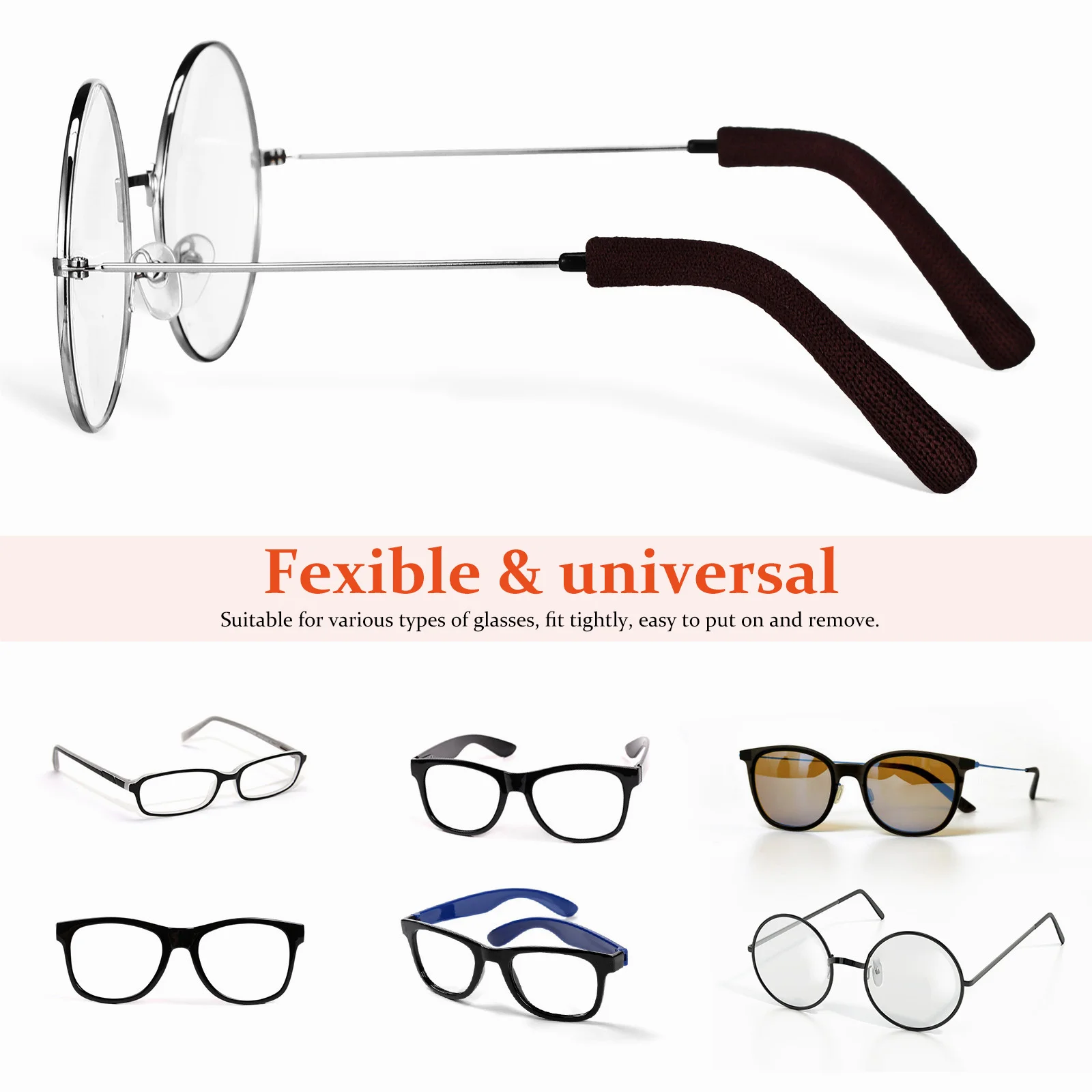 

Knitting Glasses Ear Cushions Soft Anti-Slip Eyeglass Arm Sleeves Protective Temple Pads Universal Fit For All Frames