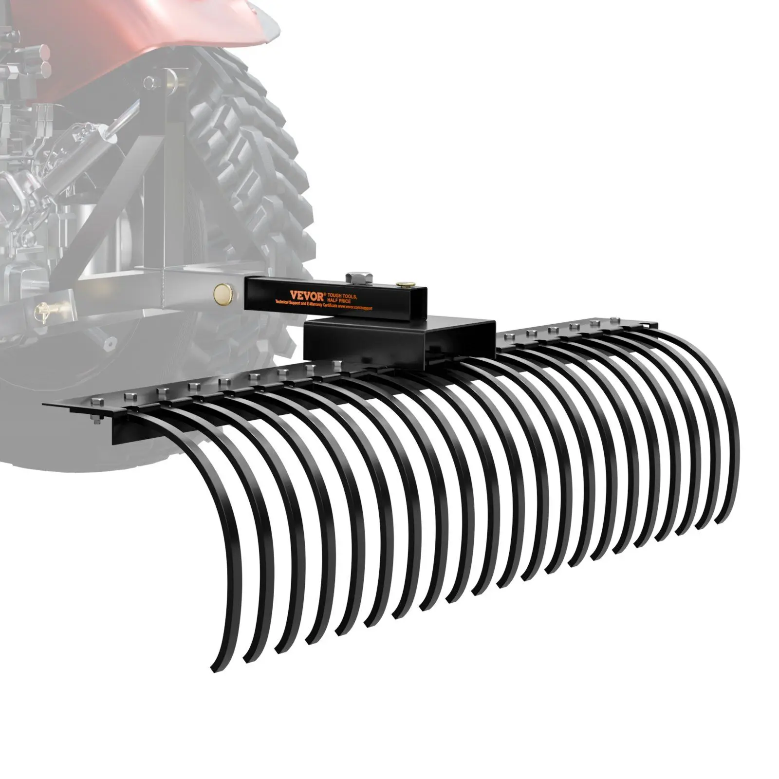 

Tow Behind Lawn Dethatcher Rake 60 Inch with 21 Steel Tines for Leaves Pine Needles Grass Fits 48 60 Toolbars 3-point Suspension