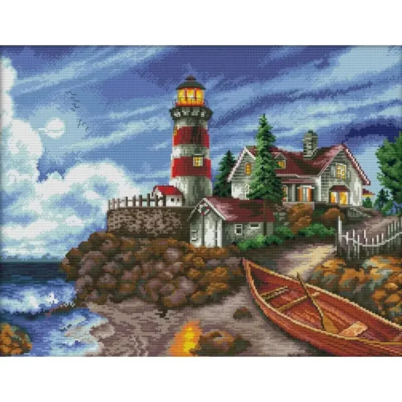 Seaside Lighthouse Series NKF Scenic Patterns Cross Stitch Kit DIY Hand Needlework Aida 14CT 11CT 16CT Canvas Embroidery Crafts