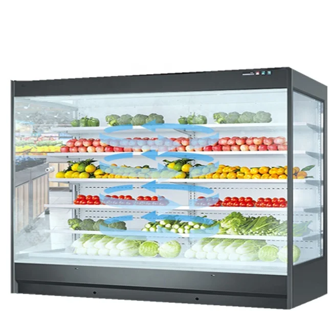 Hot sale Fresh food Refrigerator Vertical fridge Display Showcase Milk Air Cooler Open Chiller