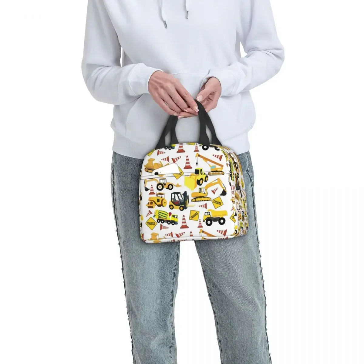Cartoon Truck Car Tractor Excavator Pattern Insulated Lunch Bag for Women Children Portable Food Boxes Thermal Lunch Box Tote