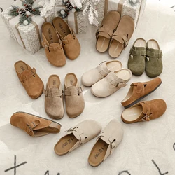 Fashion Retro Summer Women Men Casusal Sandals Suede Birken Sandals Couple Cork Half Slippers Mules Clog Slide Shoes With Buckle