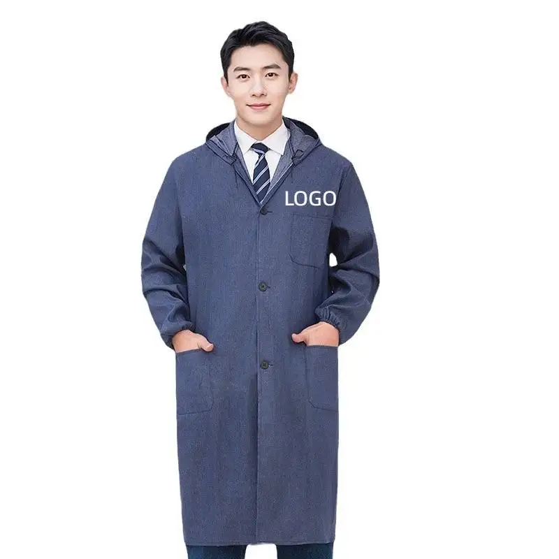 

Cowboy Hooded Coat Men Women Factory Workshop Work Clothes Auto Repair Machinery Long Jackets Handling Clothes Print Logo
