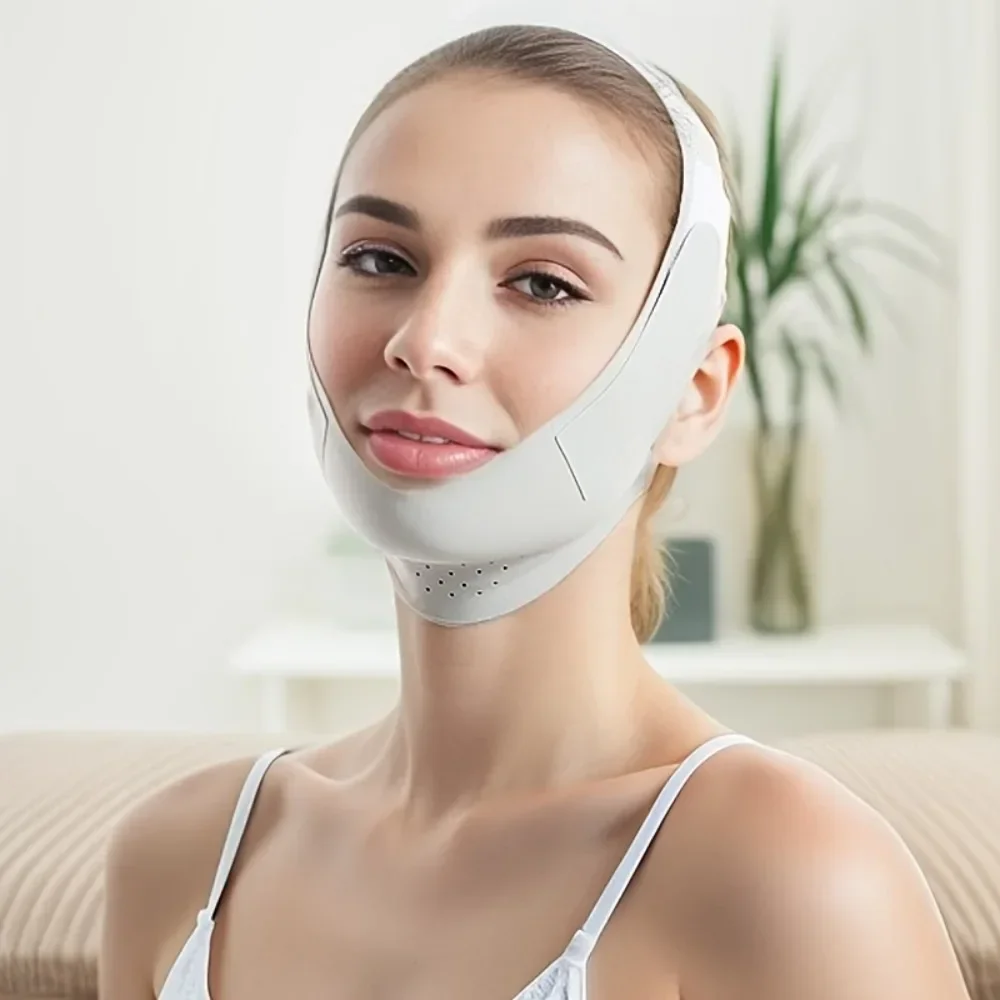 Women's Adjustable V-Line Face Lift Belt BreathableReusable Chin Lifting Band Facial Contouring Slimming Strap for Beauty