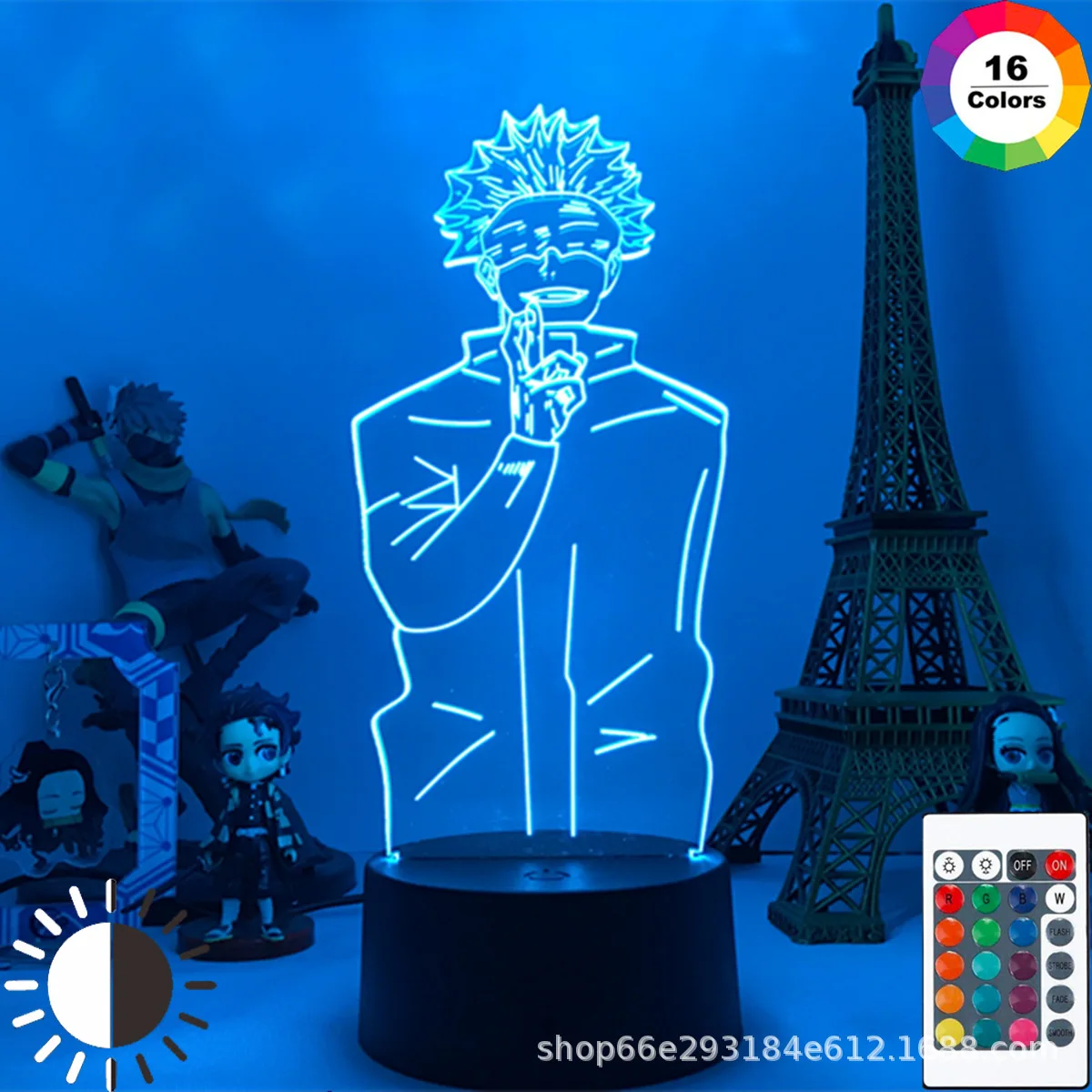 Jujutsu Kaisen Satoru Gojo Night Lights Anime Figure Inumaki Toge 3D LED Lamps Table 16 Colors RGB Toys Model Mang Boys Gifts